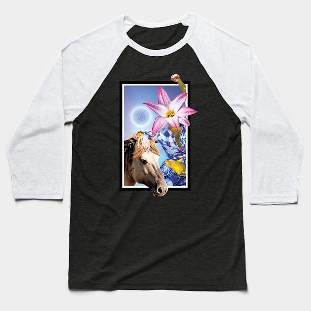 Galaxy girl and horse Baseball T-Shirt by LeonLedesma